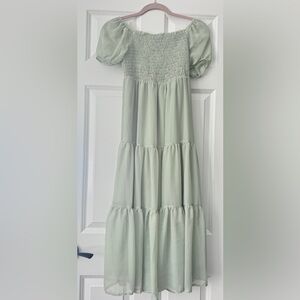 NWT Bohemian Style Green Smocked Dress